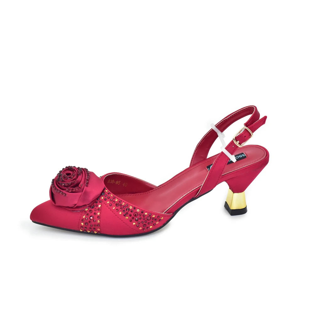 2026 Latest Italian Design African Women's High Heels Pointed Toe Sandals Party Wedding Party Shoes and Bags Set for Wedding - Image 6