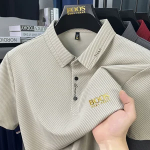 BOOSHRDAFREAR Ice silk short-sleeved T-shirt men's casual lapel top summer new printed seamless polo shirt men's clothing