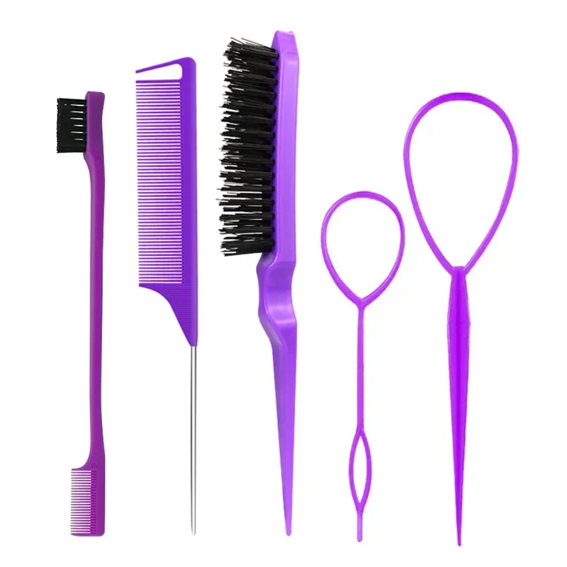 3-10pcs Hair Styling Comb Set Teasing Hair Brush Triple Teasing Comb Rat Tail Combs Edge Brush Hair Tail Tools Braid Tool Loop - Image 13