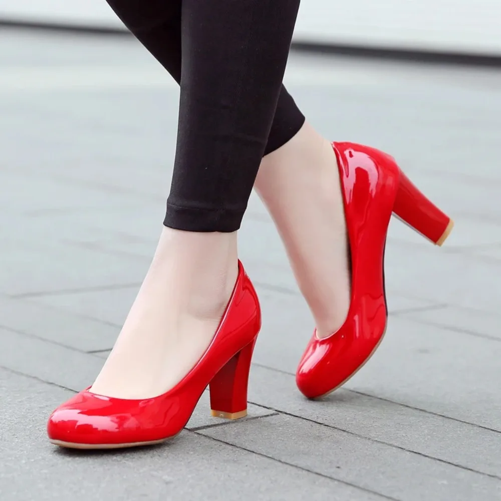 BLXQPYT Women's High Heels Pumps 2026 Fashion Big Size 31-47 Spring Autumn 4 Colors PU Leather Party Wedding Shoes 222-7 - Image 3