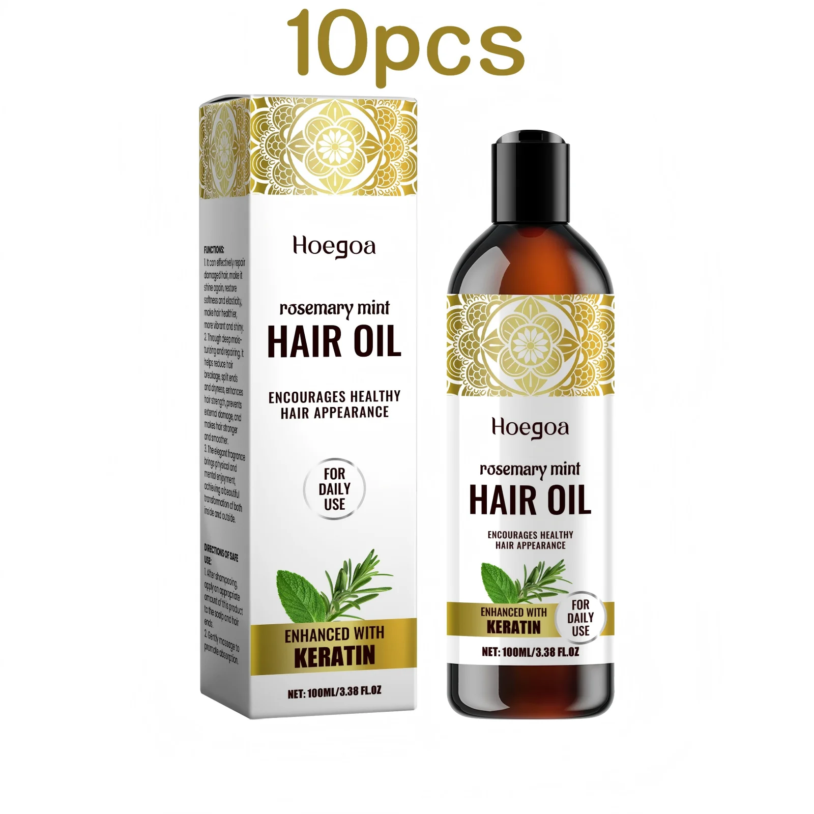 Hoegoa 100ml Rosemary Hair Oil Smooth and Nourish Scalp Massage Improves Forking, Moisturizes and Anti Curls Hair Essential Oil - Image 7