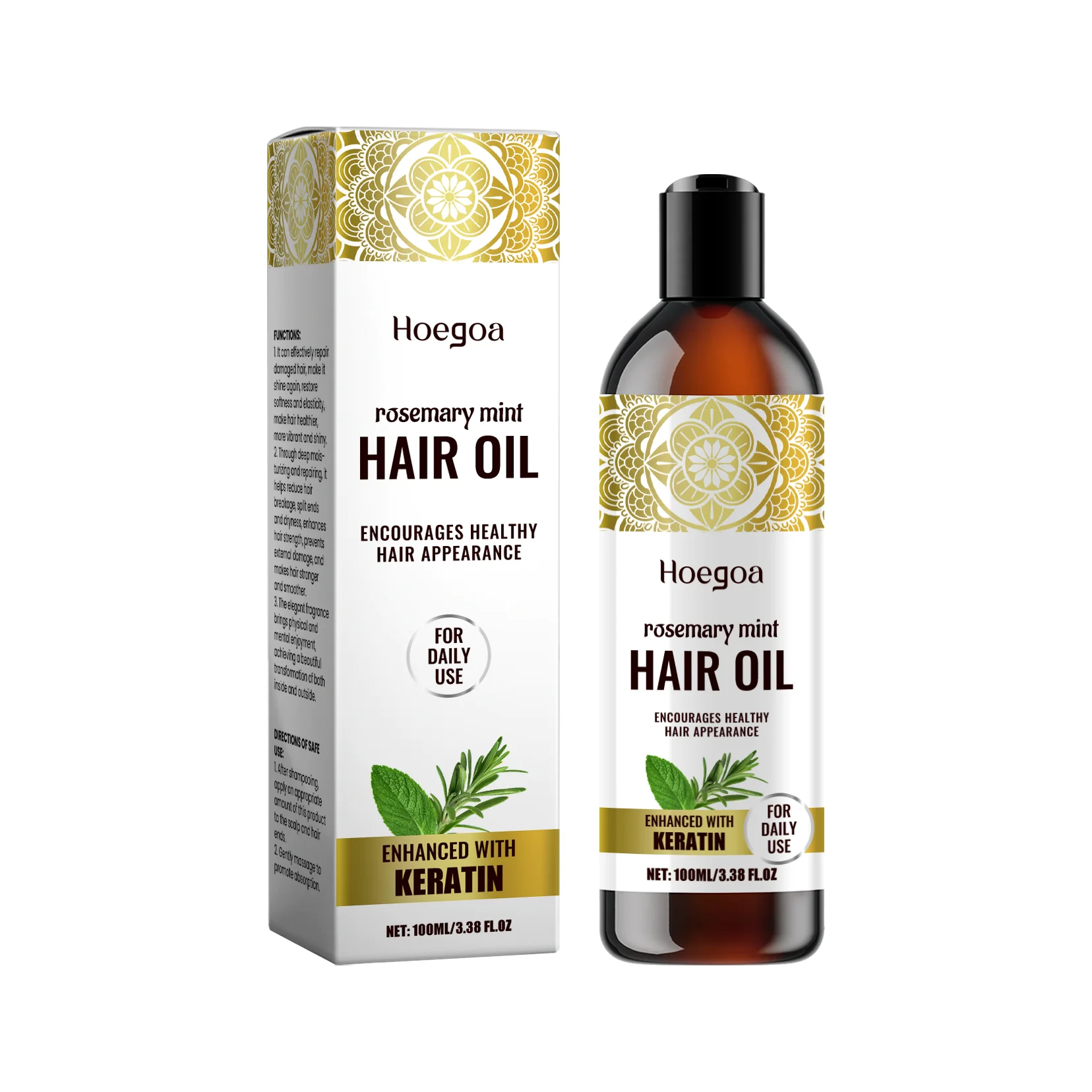 Hoegoa 100ml Rosemary Hair Oil Smooth and Nourish Scalp Massage Improves Forking, Moisturizes and Anti Curls Hair Essential Oil - Image 8