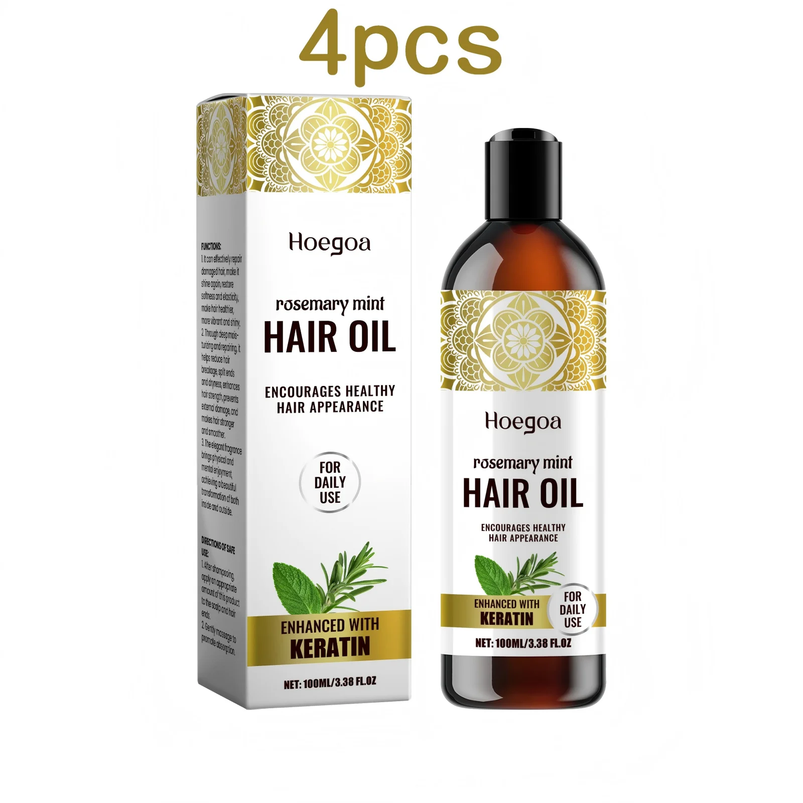 Hoegoa 100ml Rosemary Hair Oil Smooth and Nourish Scalp Massage Improves Forking, Moisturizes and Anti Curls Hair Essential Oil - Image 9