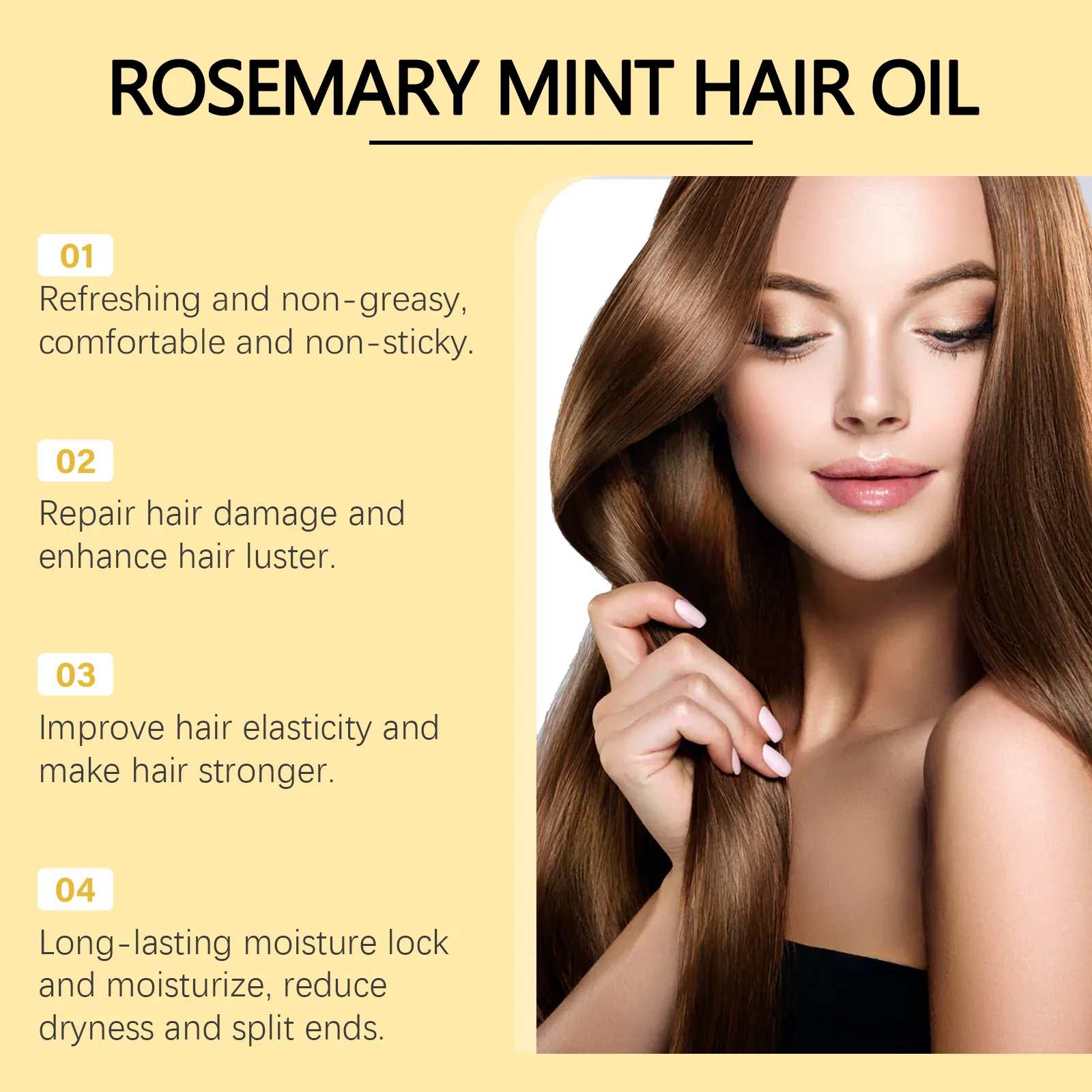Hoegoa 100ml Rosemary Hair Oil Smooth and Nourish Scalp Massage Improves Forking, Moisturizes and Anti Curls Hair Essential Oil - Image 5