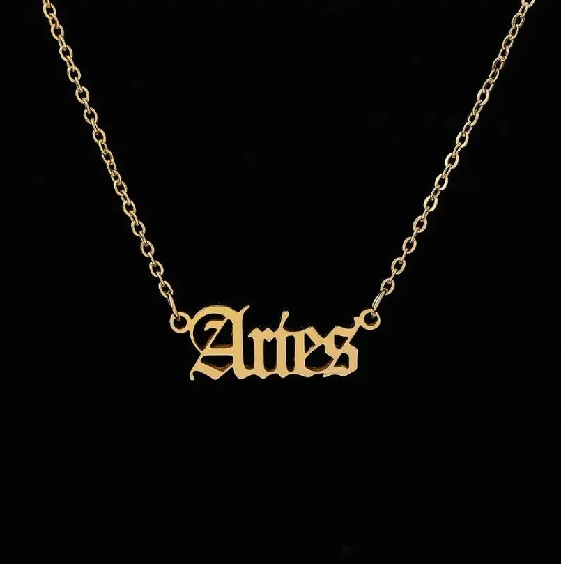 Stainless Steel 12 Zodiac Constellation Necklaces Letter Aquarius Aries Gemini Pisces Leo Sagittarius Pendant Necklace for Women - Image 13