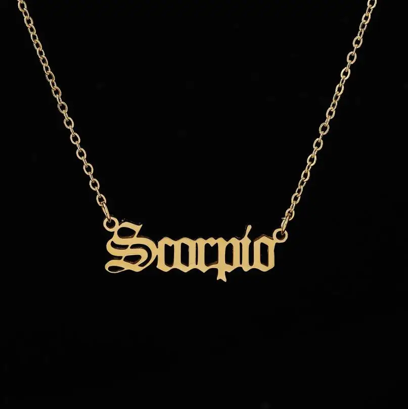 Stainless Steel 12 Zodiac Constellation Necklaces Letter Aquarius Aries Gemini Pisces Leo Sagittarius Pendant Necklace for Women - Image 14