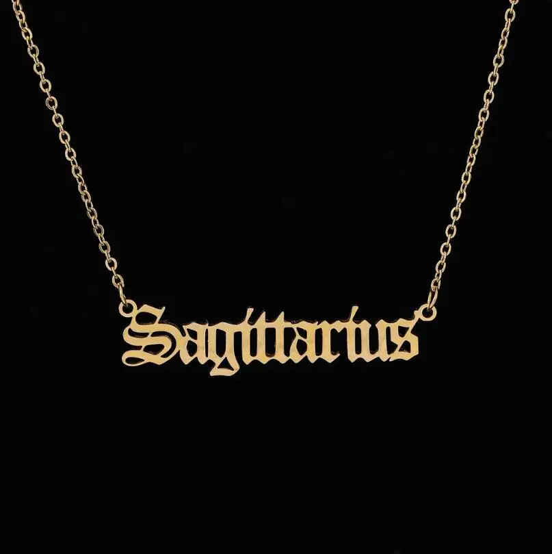 Stainless Steel 12 Zodiac Constellation Necklaces Letter Aquarius Aries Gemini Pisces Leo Sagittarius Pendant Necklace for Women - Image 16