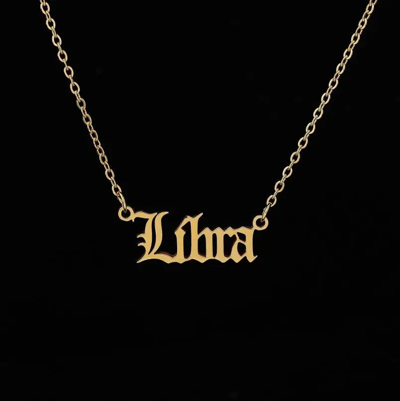 Stainless Steel 12 Zodiac Constellation Necklaces Letter Aquarius Aries Gemini Pisces Leo Sagittarius Pendant Necklace for Women - Image 10