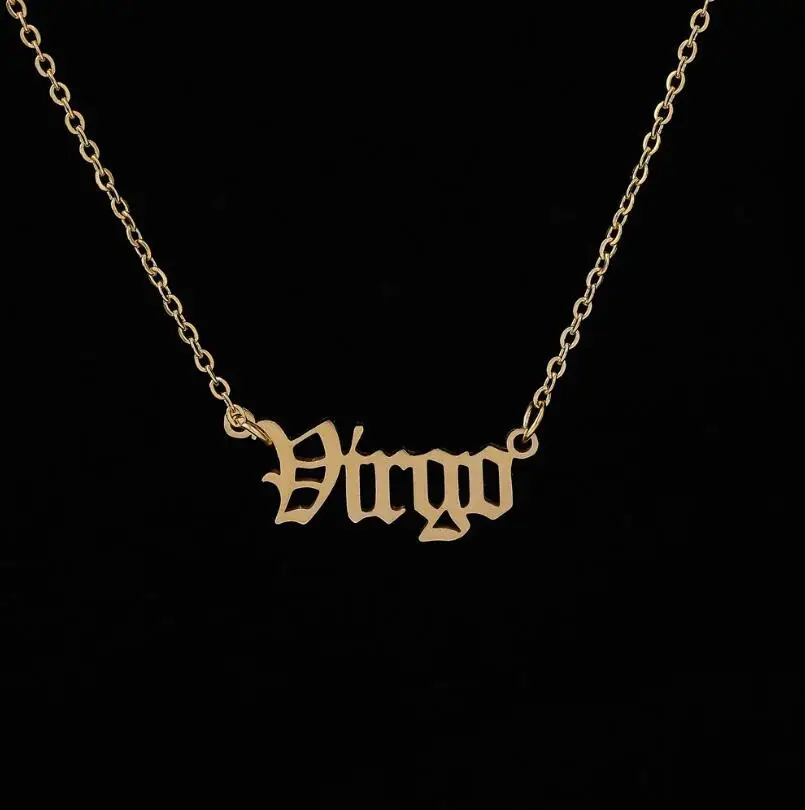 Stainless Steel 12 Zodiac Constellation Necklaces Letter Aquarius Aries Gemini Pisces Leo Sagittarius Pendant Necklace for Women - Image 11