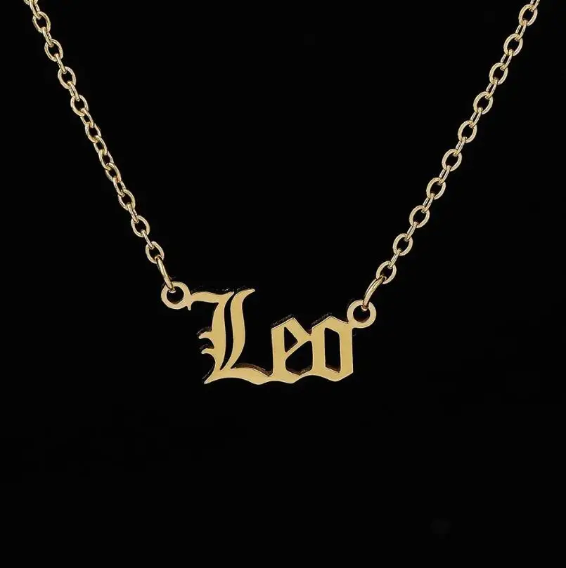 Stainless Steel 12 Zodiac Constellation Necklaces Letter Aquarius Aries Gemini Pisces Leo Sagittarius Pendant Necklace for Women - Image 9