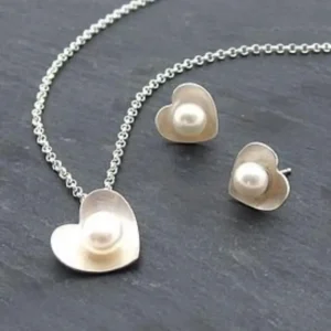 French Romantic Love Pearls Earring Necklace Two-piece Set For Women Party Birthday Fashion  Jewelry New 2023 Custom Jewelry
