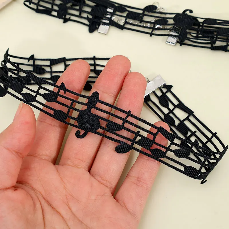 Handmade Black Short Necklace Featuring Unique Musical Note Design Women Jewelry for Fashionable Women and Music Lovers - Image 4