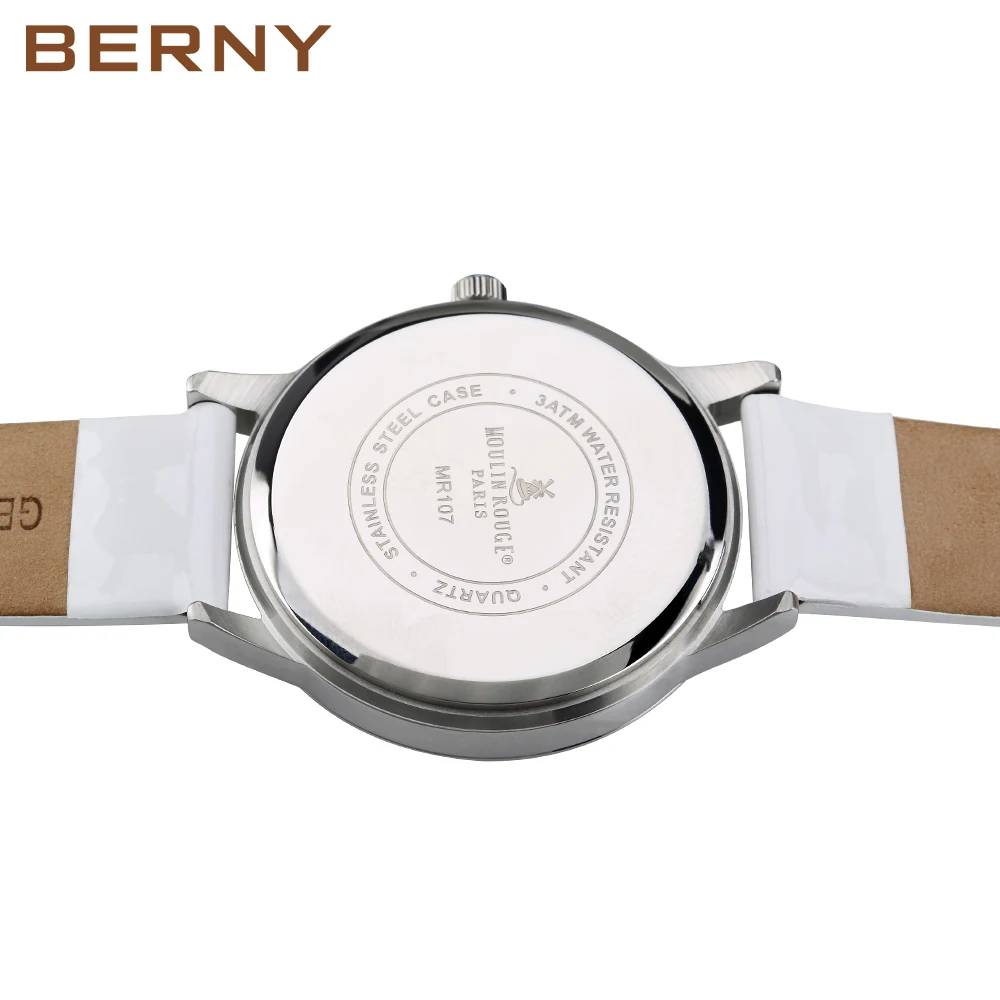 BERNY Women's Watch Japan Quartz Movement Ladies Calendar Window Leather Strap Wristwatch Clock for Woman Casual Waterproof - Image 5