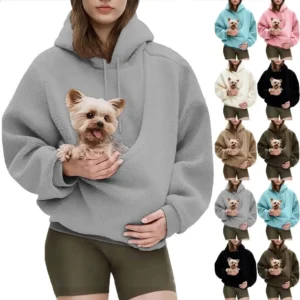 Front Large Pouch Pet Carrier Hoodie Long Sleeve Material Cat Dog Bag Daily Wear Hands-Free Unisex Pouch Sweatshirt Cats