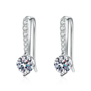 Luxury Solid Platinum PT950 Earrings 0.5CT/Piece Moissanite Earrings for Woman Elegant Party Ear Jewelry Certified D Color Gems