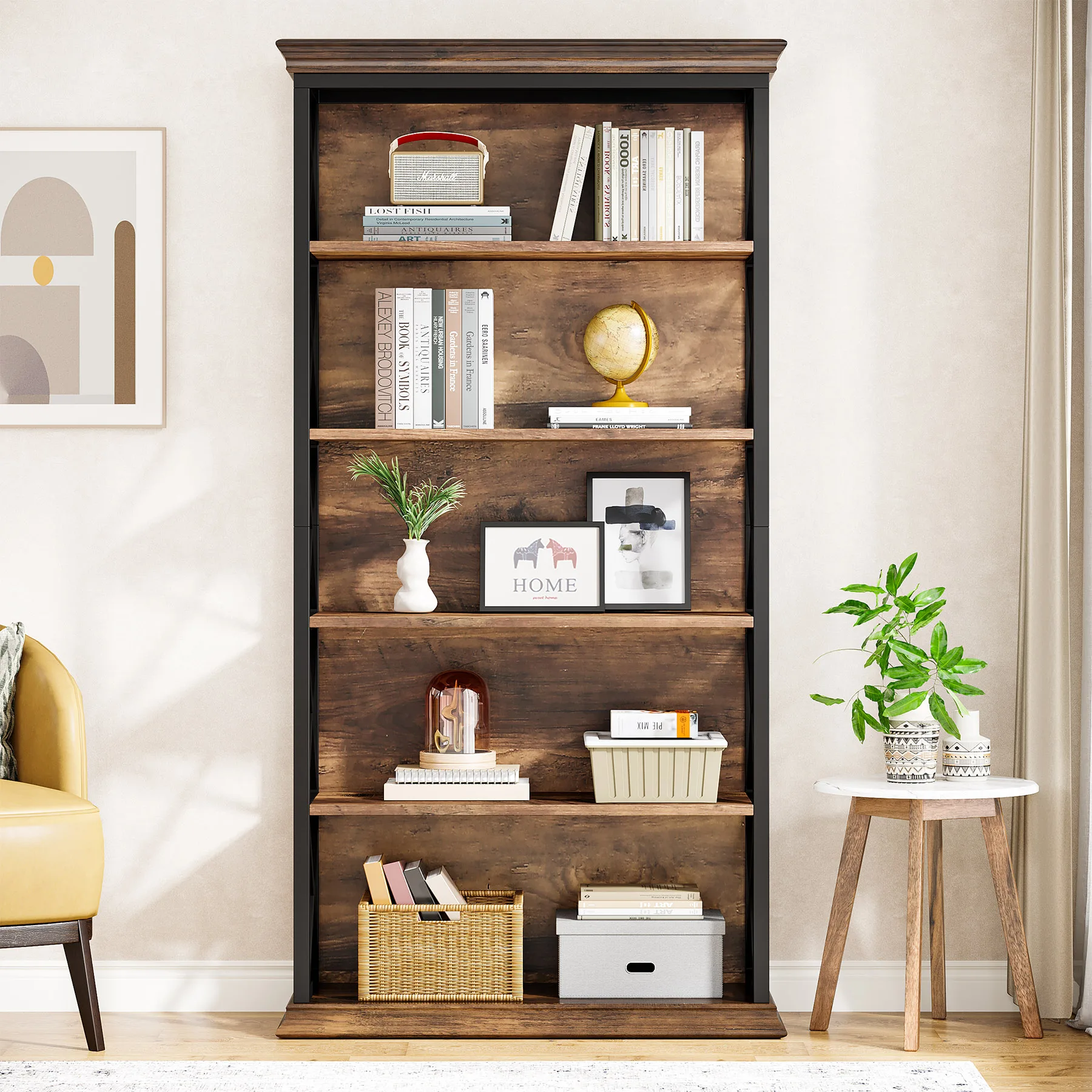 Tribesigns 6-Tier Bookcase, 71 Inches Industrial Bookshelves and Bookcases, Floor Standing 5 Shelf Display Storage Shelves - Image 2