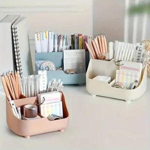 Large Capacity Desktop Storage Box Five-Compartment Desktop Organizer, Student Stationery Holder 5-Section Office Desk Organizer