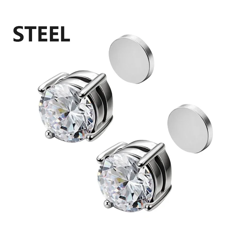 3 Pairs Crystal Strong Magnetic Ear Stud Clip Earrings for Men and Women Punk Round Zircon Magnet Earrings Non Piercing Jewelry - Image 13