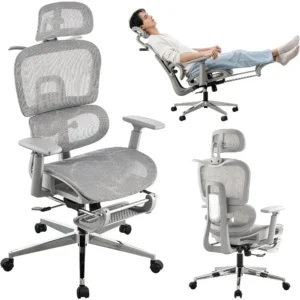 mesh ergonomic office chair with footrest,high back mesh gaming chair with lumbar support,adjustable headrest and armrests for h