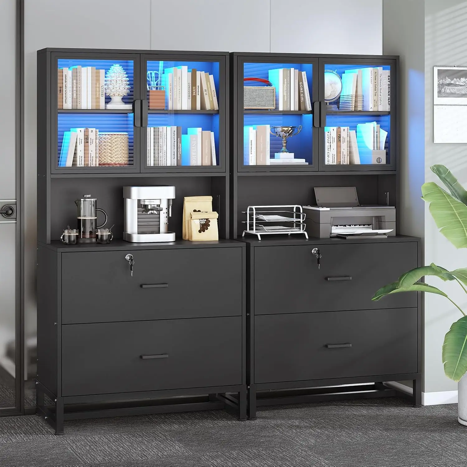 2 Drawer Wood File Cabinet with Lock And Charging Station Filing Cabinet for Letter Legal A4 Size Customized Office Furniture - Image 4