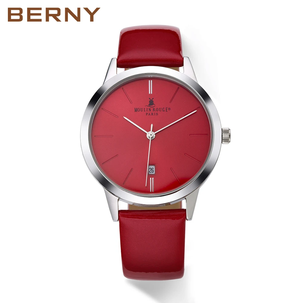 BERNY Women's Watch Japan Quartz Movement Ladies Calendar Window Leather Strap Wristwatch Clock for Woman Casual Waterproof - Image 9