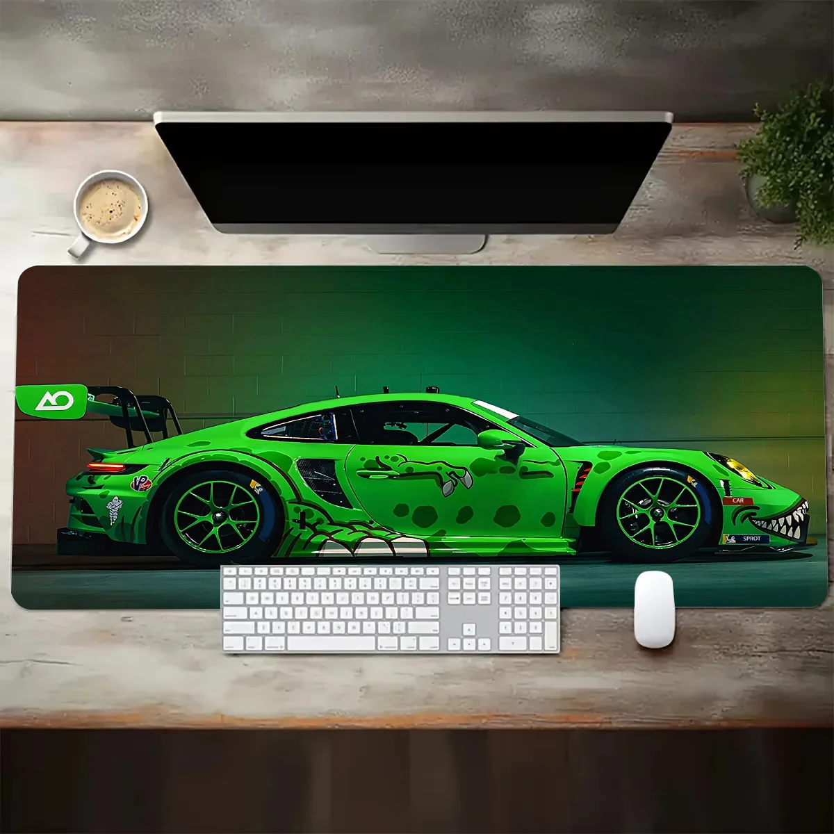 Large White Sports Car Design Gaming Mouse Pad Anti-Slip Rubber Base Extended Desk Mat for Gamer Office Use Computer Accessories - Image 8