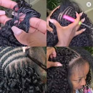 High Brazilian Small Pixie Curly Knotless Pre-Separated Braids Crochet Hair Extensions Human Hair Natural Color For Women