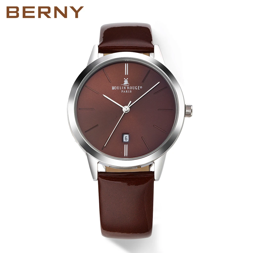 BERNY Women's Watch Japan Quartz Movement Ladies Calendar Window Leather Strap Wristwatch Clock for Woman Casual Waterproof - Image 7