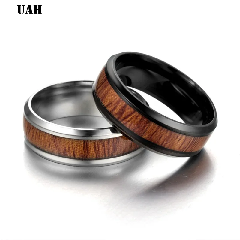 UAH Wood Grain Polishing Men Rings Middle 100% Tungsten Carbide Wedding Bands Multi-size Anillos para hombres Pierscienie - Image 4