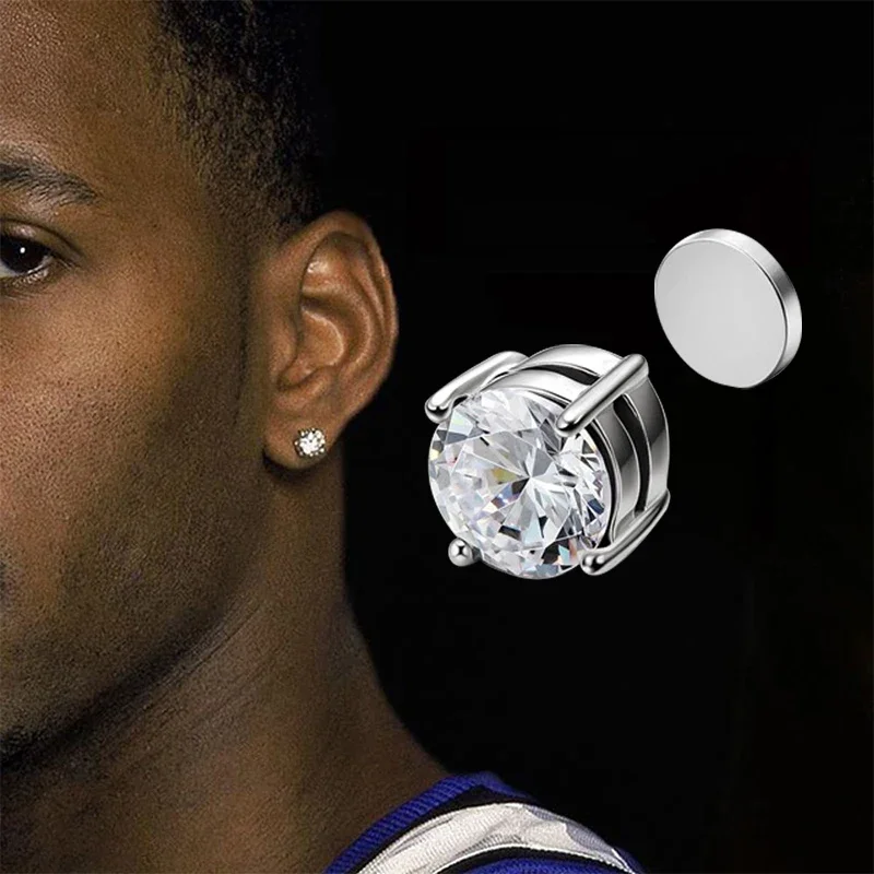 3 Pairs Crystal Strong Magnetic Ear Stud Clip Earrings for Men and Women Punk Round Zircon Magnet Earrings Non Piercing Jewelry - Image 2