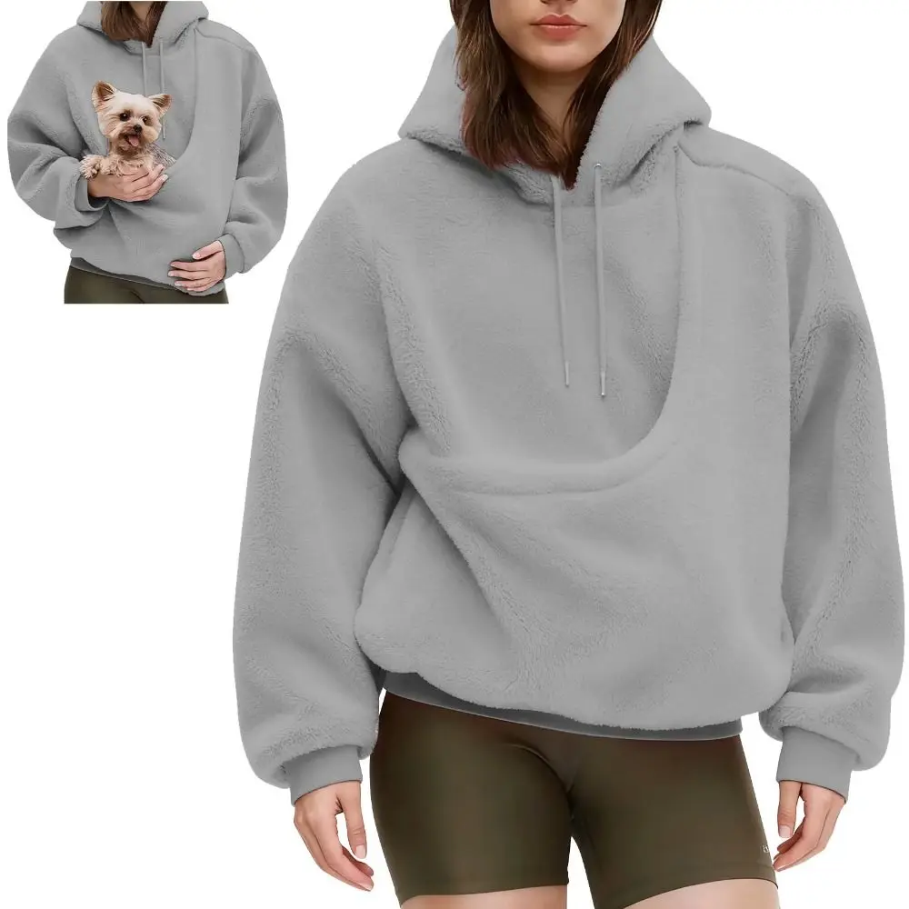 Front Large Pouch Pet Carrier Hoodie Long Sleeve Material Cat Dog Bag Daily Wear Hands-Free Unisex Pouch Sweatshirt Cats - Image 3
