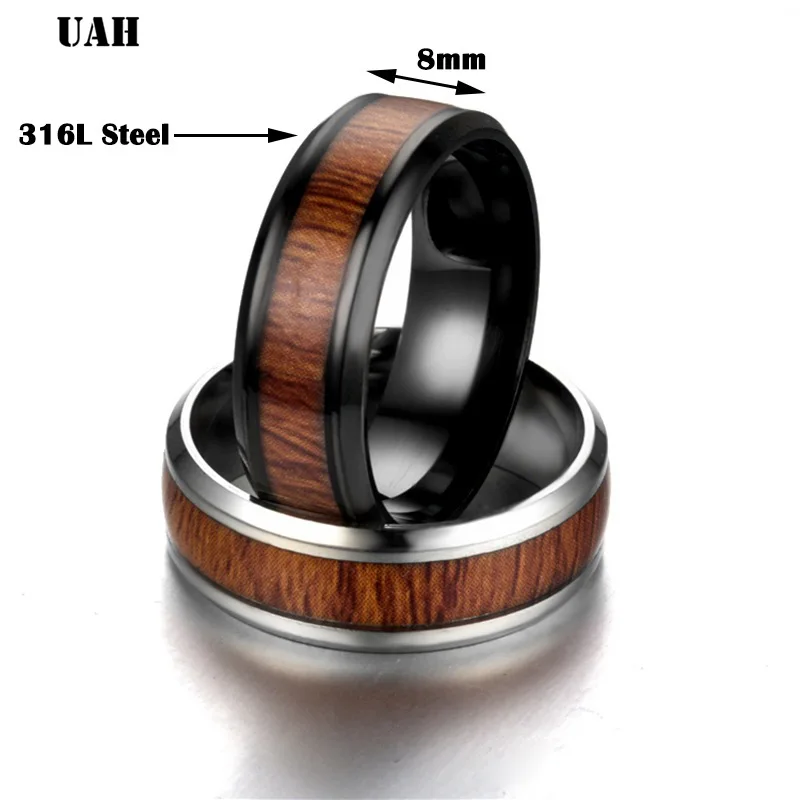 UAH Wood Grain Polishing Men Rings Middle 100% Tungsten Carbide Wedding Bands Multi-size Anillos para hombres Pierscienie - Image 3