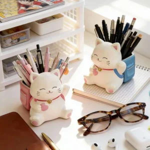 Creative Small Cat Cartoon Pen Holder Storage Pen Holder Multi Functional Desktop Stationery Office Supplies School Gifts