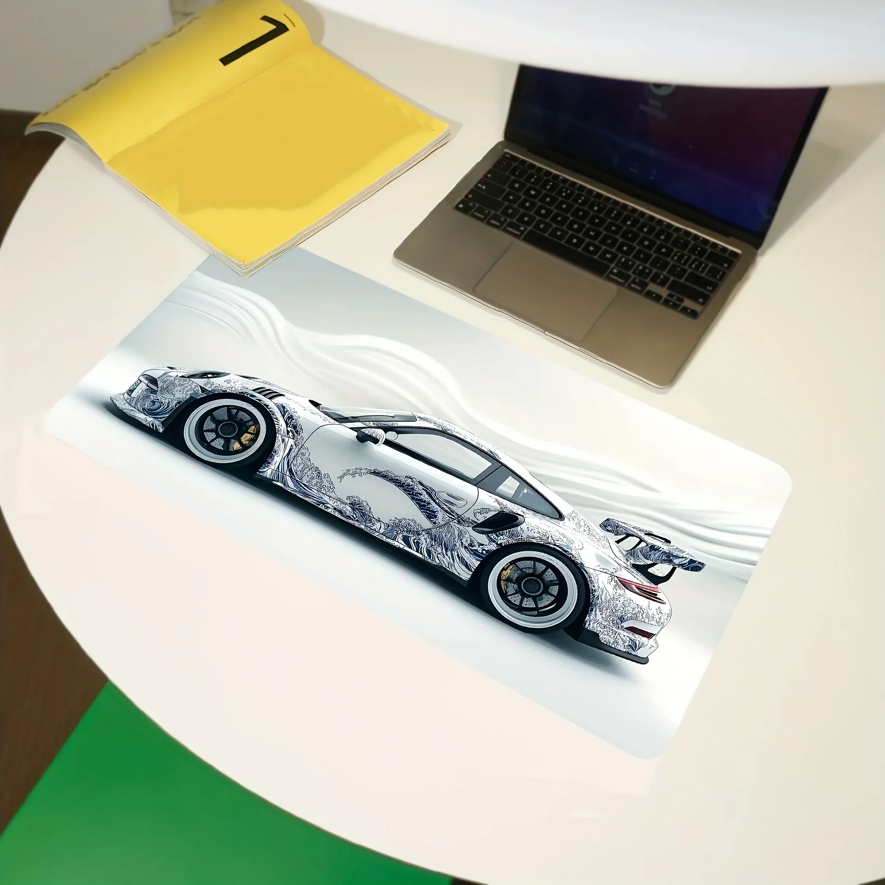 Large White Sports Car Design Gaming Mouse Pad Anti-Slip Rubber Base Extended Desk Mat for Gamer Office Use Computer Accessories - Image 4