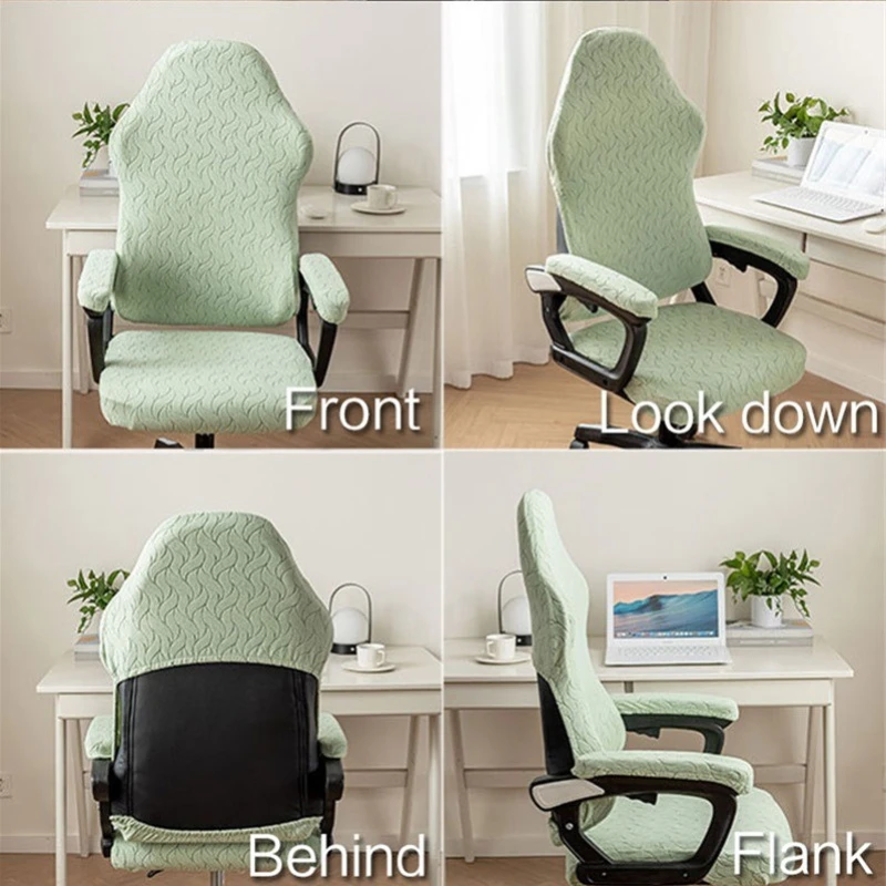 4Pcs/Set Jacquard Office Chair Cover with Armrest Cover Computer Armchair Slipcover Elastic Rotating Lift Gaming Chair Protector - Image 3