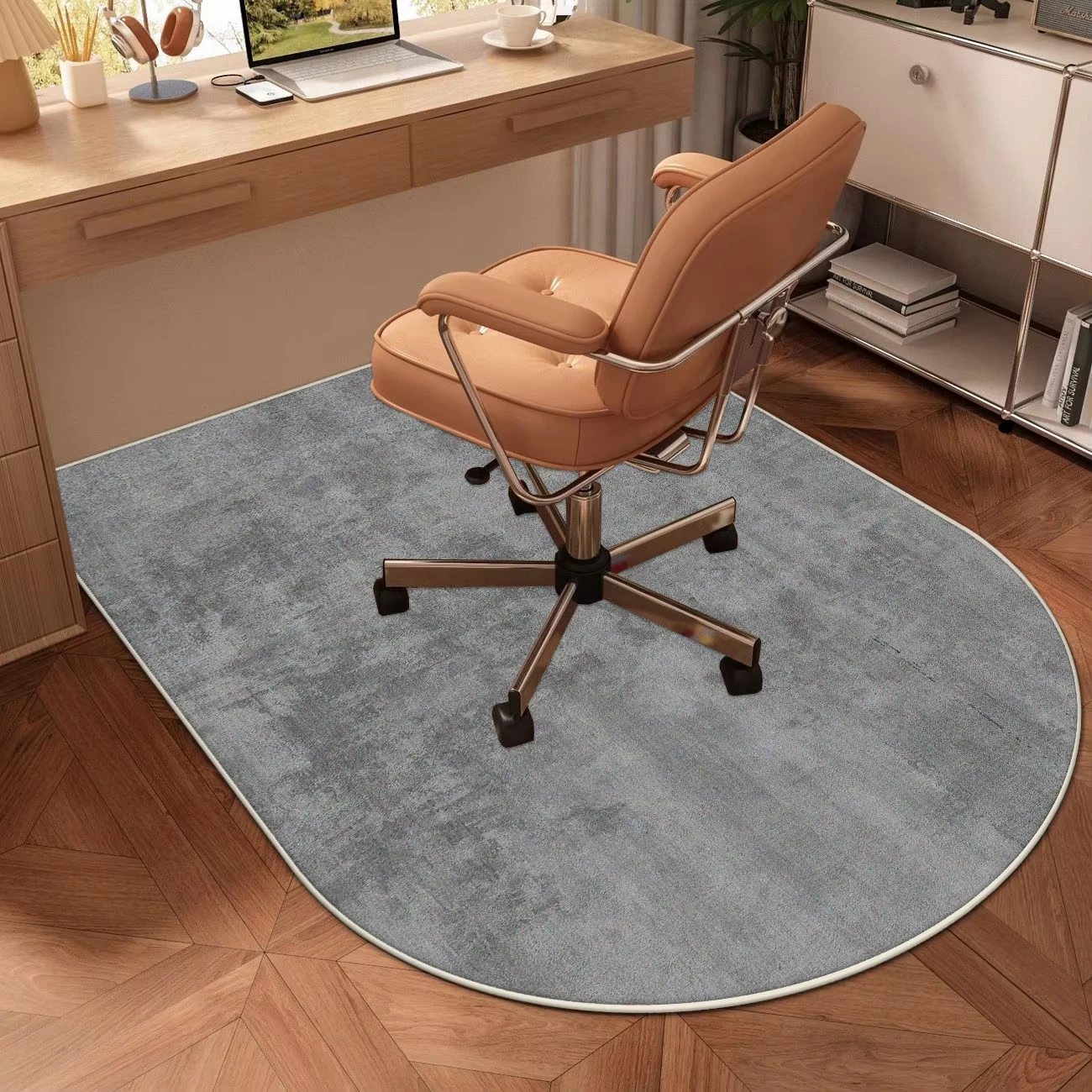 VIKAMA Study Desk Chairs Floor Mat Home Chair Non-slip Pad Vanity Table Solid Coral Felt Carpet Home Decoration