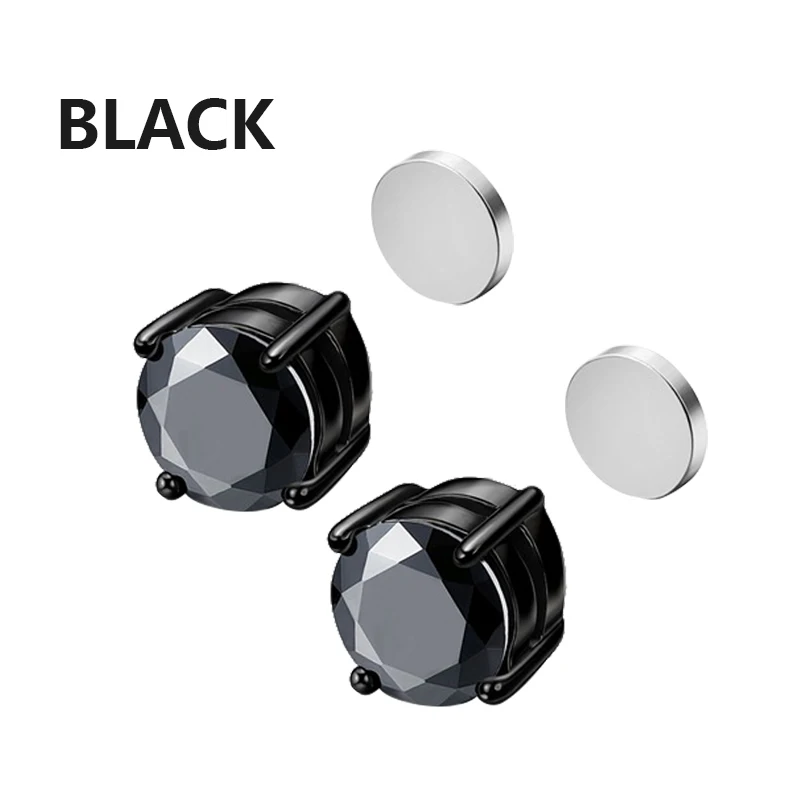 3 Pairs Crystal Strong Magnetic Ear Stud Clip Earrings for Men and Women Punk Round Zircon Magnet Earrings Non Piercing Jewelry - Image 6