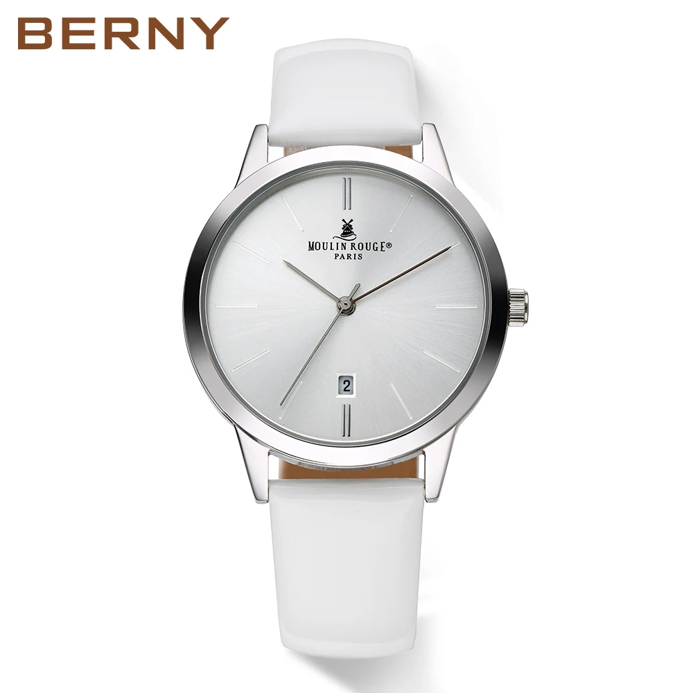 BERNY Women's Watch Japan Quartz Movement Ladies Calendar Window Leather Strap Wristwatch Clock for Woman Casual Waterproof - Image 10
