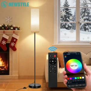 Dimmable Floor Standing Tall Lamp LED Bulb with Lampshade RGB App Music Pickup Colourful Ambient Lighting for Christmas Decor