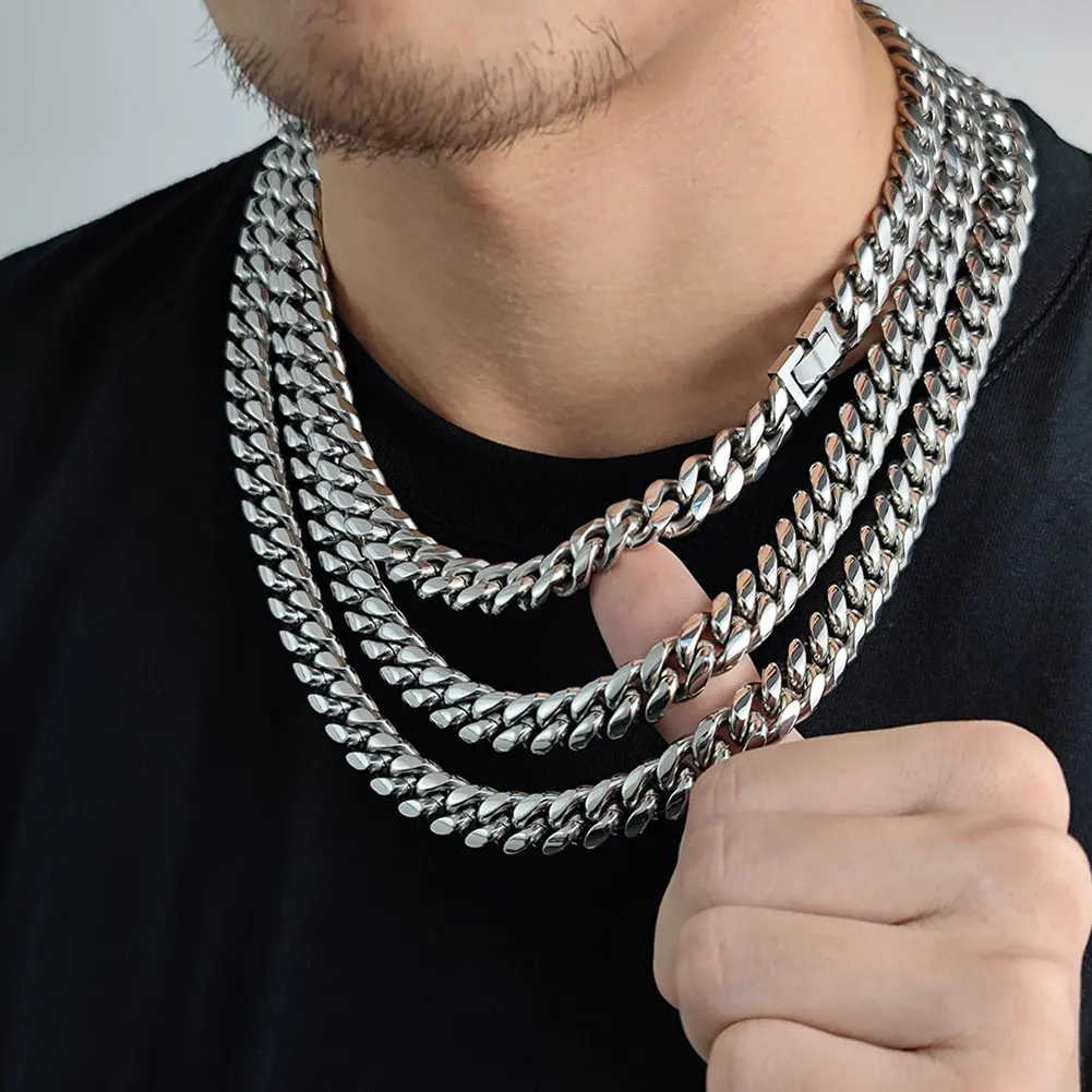 316L Stainless Steel Jewelry Man Necklace Gold Plated Curb Cuban Link Chain Friends Gift Drop Shipping - Image 5