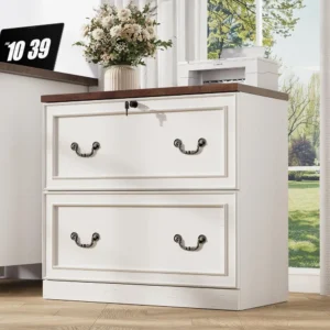 2-Drawer Wood File Cabinet with Lock, Lateral Filing Cabinet for Printer Stand, Home Office File Storage Cabinets , Customized