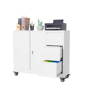 Mobile Large Lateral File Cabinet 3-Drawer,Home Office Rolling Filing Storage Cabinets with Lock & Wheels,Metal, Customized