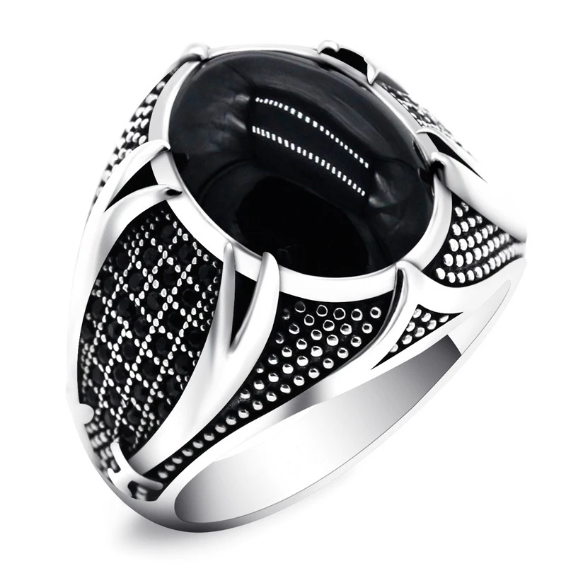 Retro Handmade Turkish Ring For Men Vintage Double Swords Black Zircon Rings Punk 2023 Trendy Islamic Religious Muslim Jewelry - Image 9