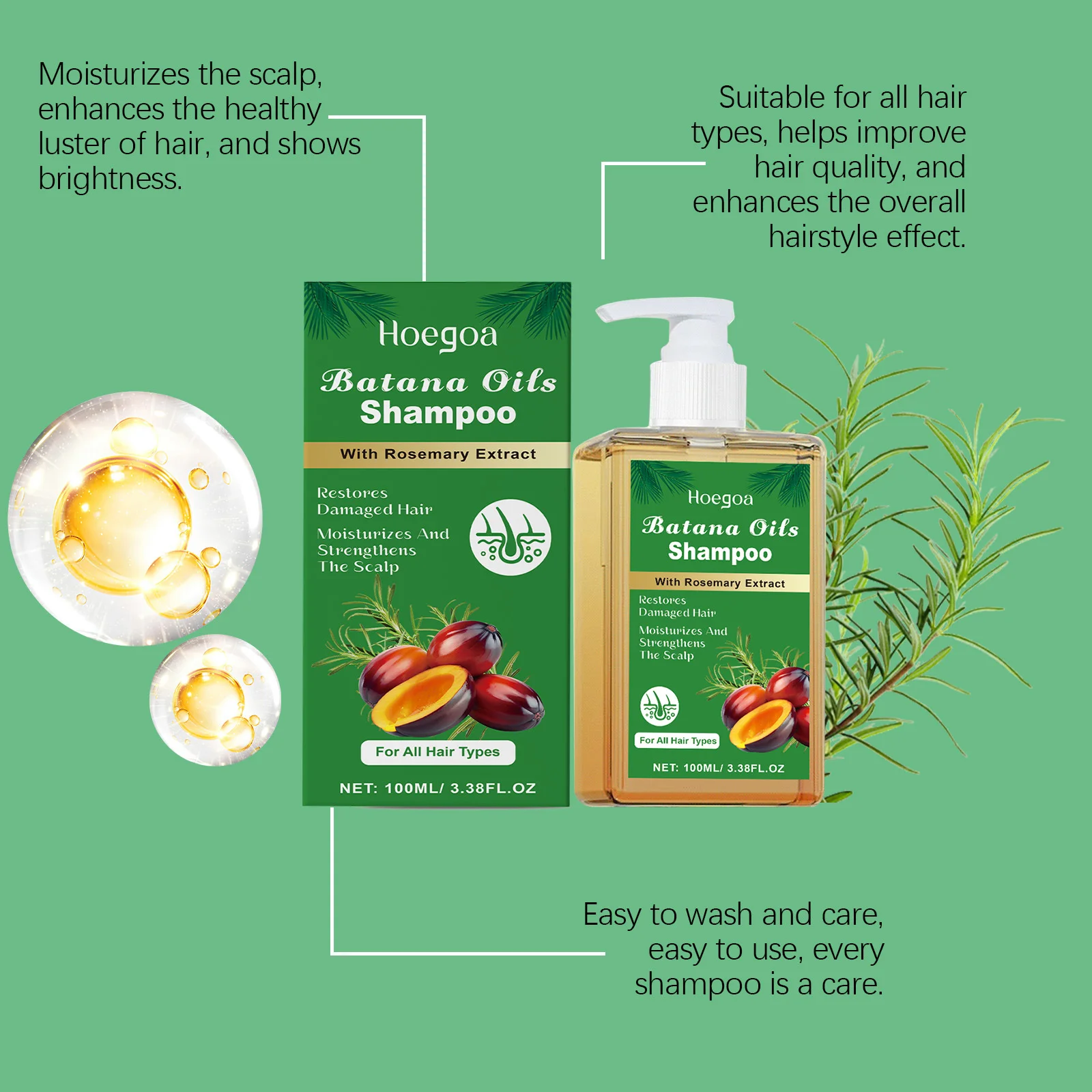 Pure Batana Shampoo Hair Strengthen Moisturizer Restore Damaged Brittle Hair Anti Loss Improve Dandruff Scalp Oil Control Care - Image 5