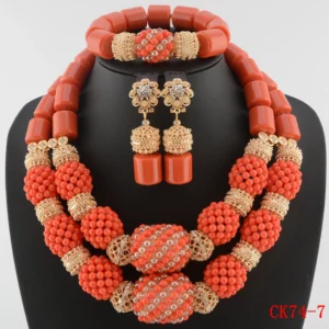 Fashion Women Necklaces African Beads Jewelry Sets Nigerian Wedding Bridal Indian Beads Jewelry Sets Crystal Beads
