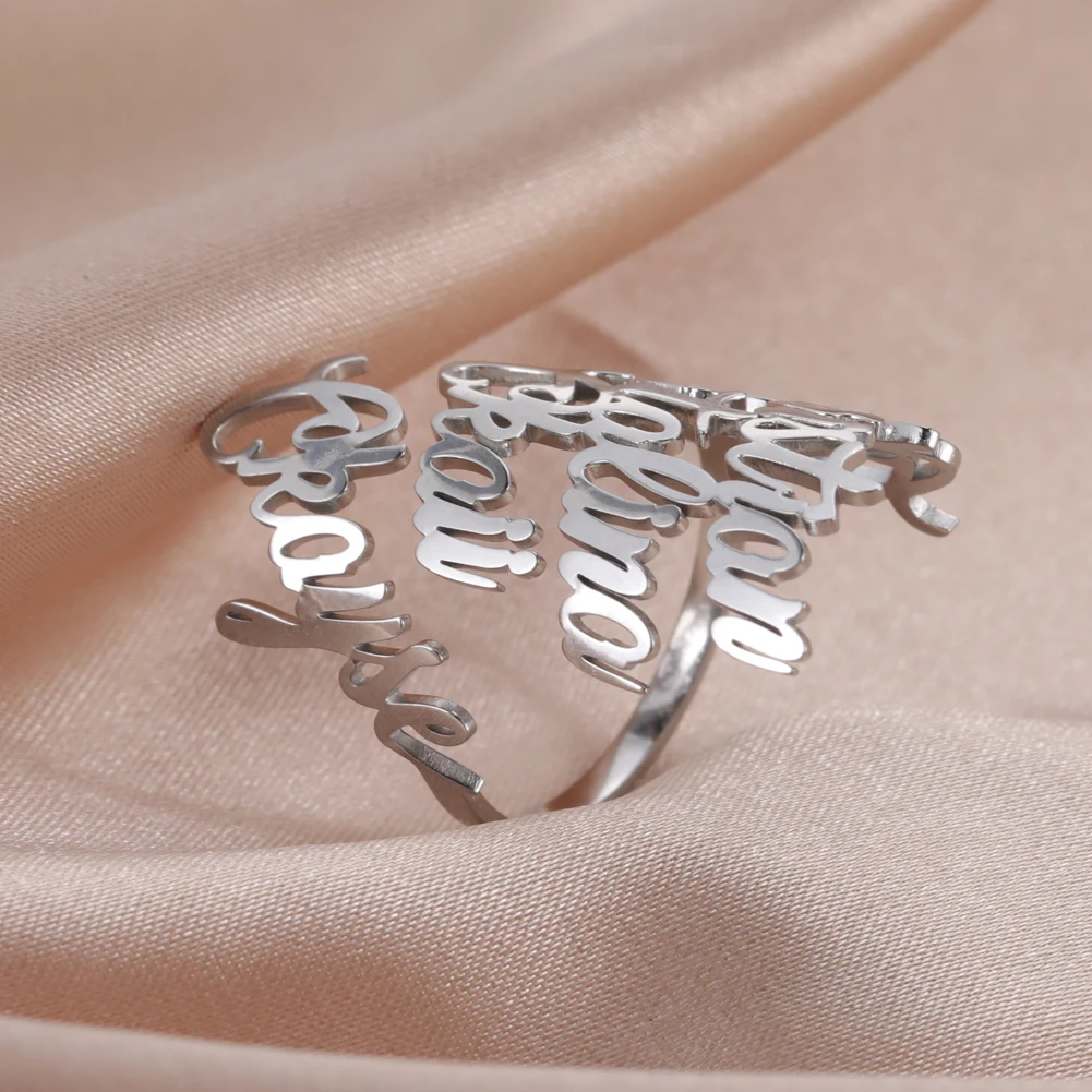 Custom Double First Name Finger Ring For Women Men Personalized Couple Family Gift Gold Color Stainless Steel Metal Jewelry - Image 10