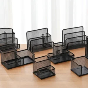 Durable Metal Mesh Pen Holder 2/3 Grids File Storage Rack Metal Storage Box Pencil
