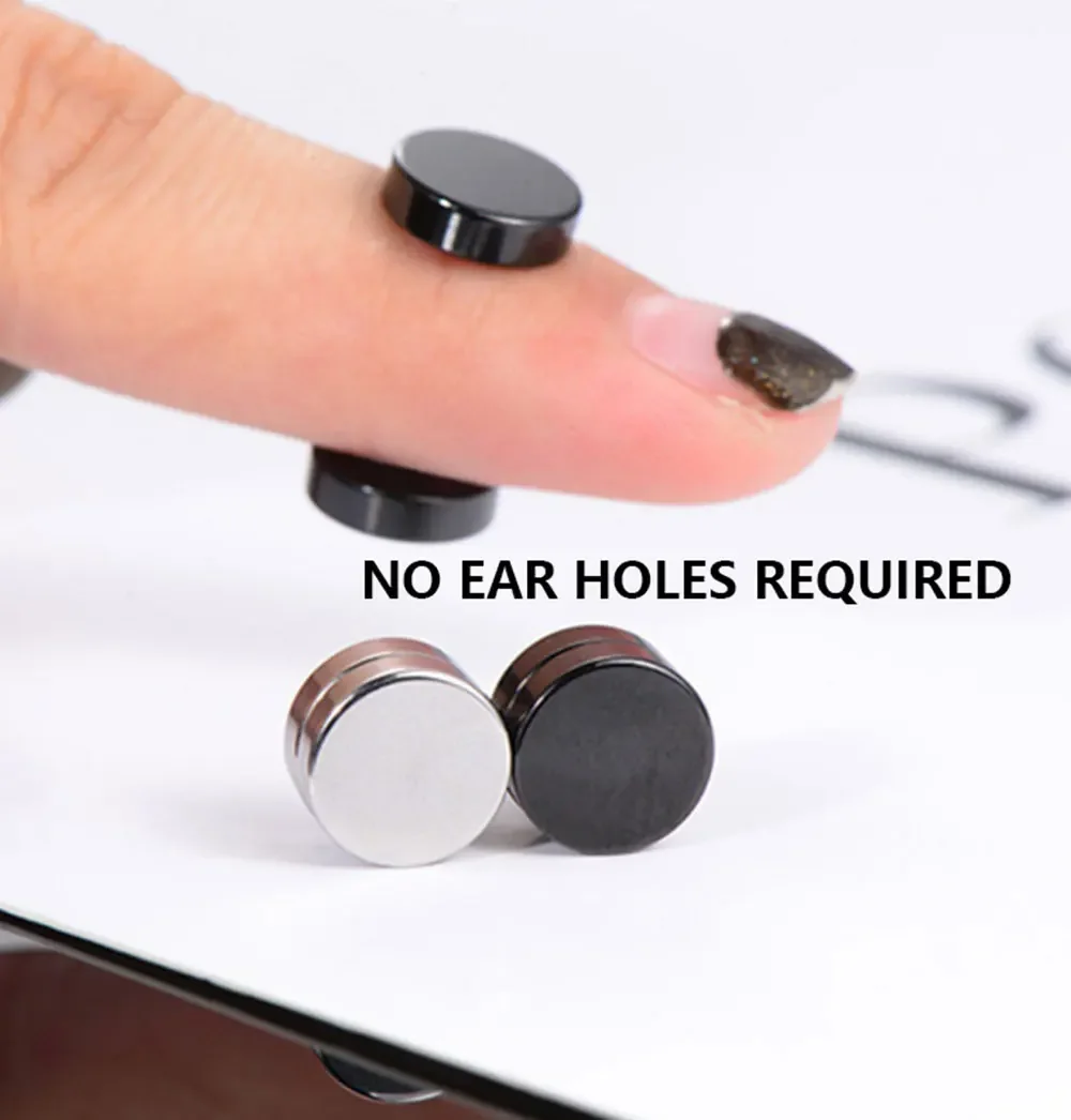 3 Pairs Crystal Strong Magnetic Ear Stud Clip Earrings for Men and Women Punk Round Zircon Magnet Earrings Non Piercing Jewelry - Image 4
