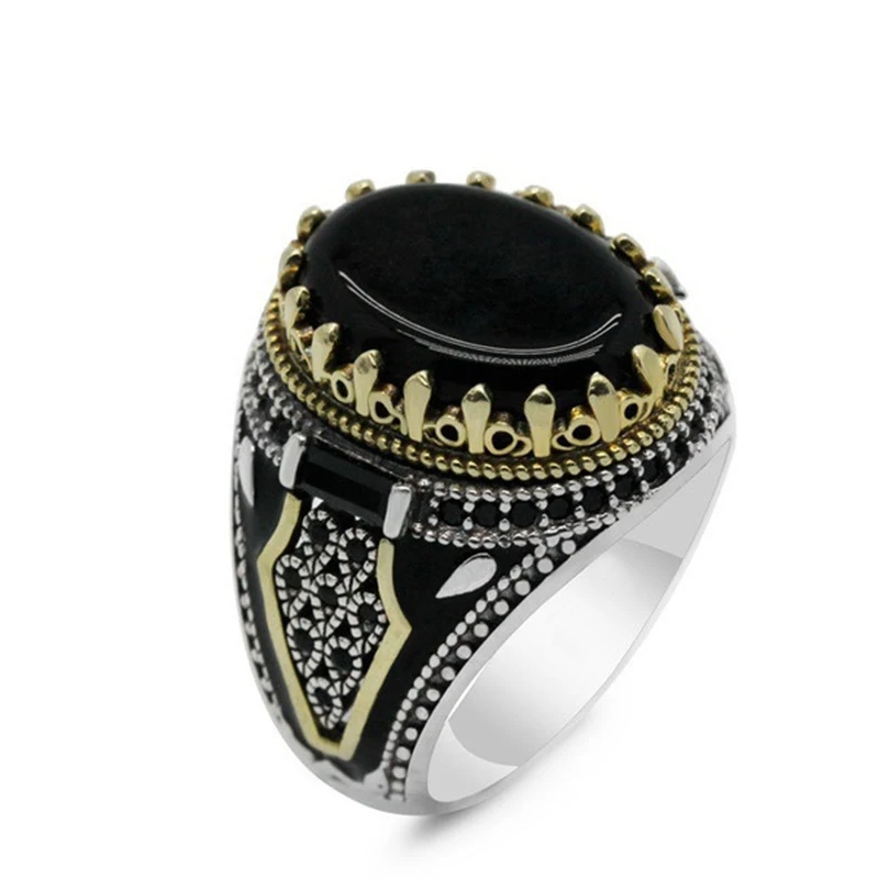 Retro Handmade Turkish Ring For Men Vintage Double Swords Black Zircon Rings Punk 2023 Trendy Islamic Religious Muslim Jewelry - Image 22