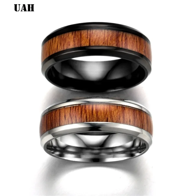 UAH Wood Grain Polishing Men Rings Middle 100% Tungsten Carbide Wedding Bands Multi-size Anillos para hombres Pierscienie - Image 6